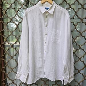 Ben Silver Charleston Mens White Linen Button-Up Shirt XL Vacation Casual Resort